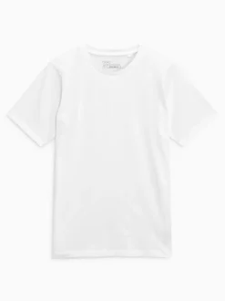 Next - Ajustement régulier - T-shirt Essential Col rond en coton Blanc Discount