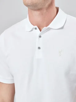 Next - Ajustement régulier - Polo Manches courtes Pique Blanc Clearance