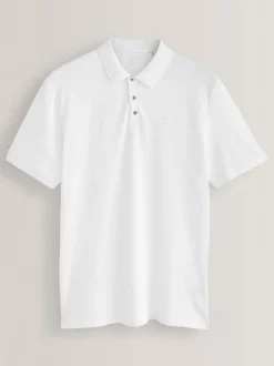 Next - Ajustement régulier - Polo Manches courtes Pique Blanc Clearance