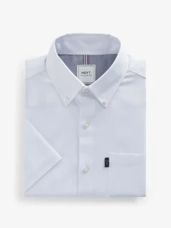 Next Blanc - Ajustement régulier - Chemise Oxford à manches courtes Easy Iron Button Down Best