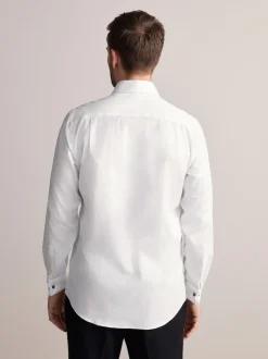 Next Blanc - Ajustement régulier - Chemise élégante Signature 100% coton texturée Best