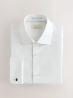 Next Blanc - Ajustement régulier - Chemise élégante Signature 100% coton texturée Best