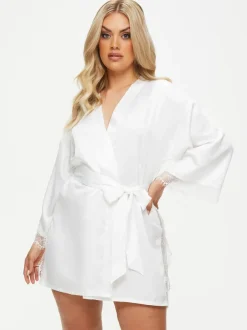 Ann Summers Blanc - Satin Robe de chambre Cherryann Peignoirs Clearance