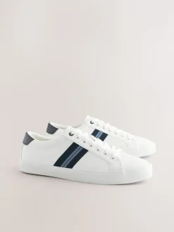 Next Blanc - Baskets Chic et décontracté à rayures latérales Sale