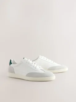 Next Blanc - Baskets élégantes et décontractées à lacets avec bordure en daim Sale