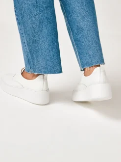 Next Blanc - Baskets Signature en cuir à plateforme compensée épaisse