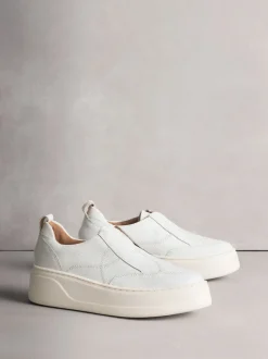 Next Blanc - Baskets Signature en cuir à plateforme compensée épaisse Discount