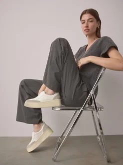 Next Blanc - Baskets Signature à plateforme compensée épaisse en cuir Sale