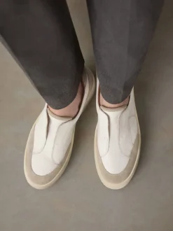 Next Blanc - Baskets Signature à plateforme compensée épaisse en cuir Sale