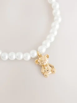 Next Blanc - Bracelet en peluche extensible effet perle Sale