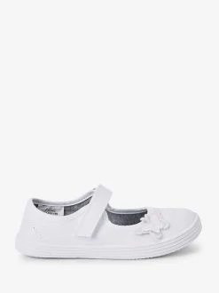 Next Blanc - Butterfly Embroidered School Plimsoll Chaussures Best