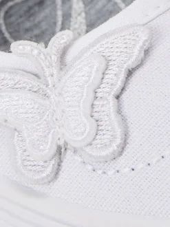 Next Blanc - Butterfly Embroidered School Plimsoll Chaussures Best