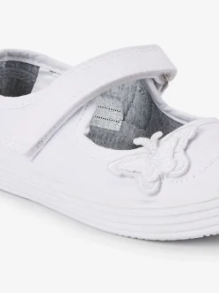 Next Blanc - Butterfly Embroidered School Plimsoll Chaussures Best