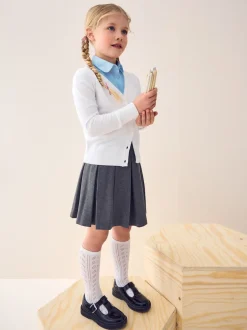 Next - Cardigan à col en V Cotton Rich School (3-16ans) Blanc Discount