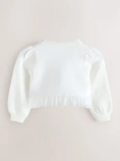 Baker by Ted Baker Blanc - Cardigan ourlet à volants en maille