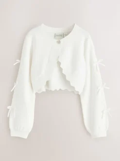 Baker by Ted Baker Blanc - Cardigan à manches nœuds et bords festonnés Clearance