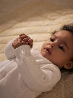 Next Blanc - Cardigan bébé en maille torsadée Discount