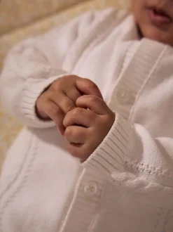 Next Blanc - Cardigan bébé en maille torsadée Discount