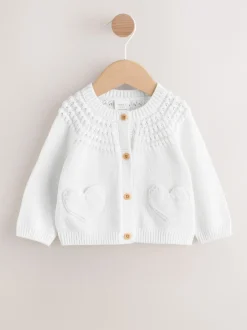 Next Blanc - Cardigan boutonné avec poche cœur bébé (0mois-2ans) New