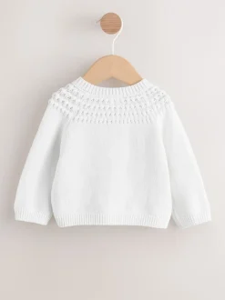 Next Blanc - Cardigan boutonné avec poche cœur bébé (0mois-2ans) New