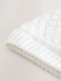 Next Blanc - Chapeau en maille à double pompon pour bébé (0mois-2ans) Best
