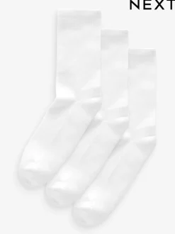 Next - Chaussettes de sport à semelles coussinées 3 Pack avec soutien de la voûte plantaire Blanc New