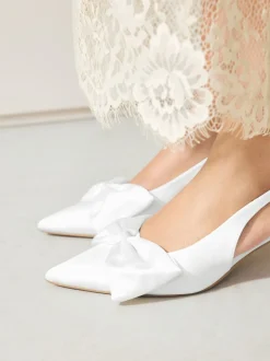 Next Blanc - Chaussures à talons Mariage Forever Comfort® en Satin à Nœud et bout pointu Hot