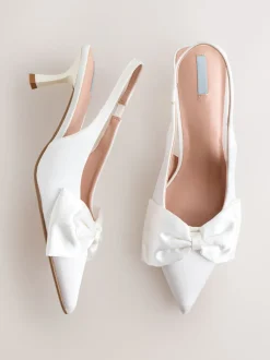 Next Blanc - Chaussures à talons Mariage Forever Comfort® en Satin à Nœud et bout pointu Hot
