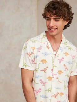 Chelsea Peers Blanc - Pyjama long imprimé dinosaure Sale