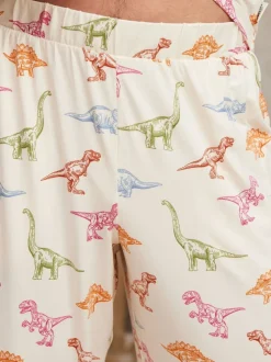 Chelsea Peers Blanc - Pyjama long imprimé dinosaure Sale