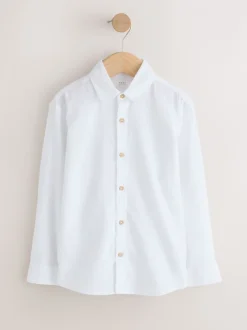Next Blanc - Chemise décontractée en lin Blend manches longues (3-16ans) Best