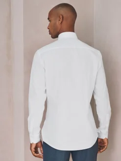 Next - Chemise habillée à manches longues en coton extensible Blanc Outlet