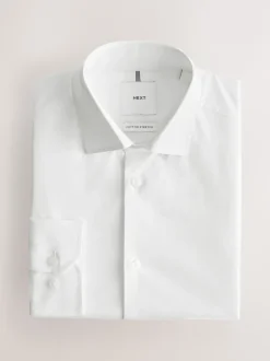 Next - Chemise habillée à manches longues en coton extensible Blanc Outlet