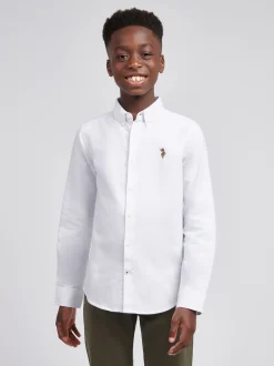 U.S. Polo Assn Blanc - Chemise Oxford Garçons Best