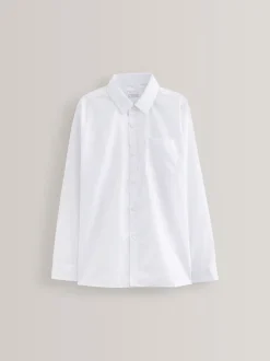 Next Blanc - Chemises d'école à manches longues à fixation facile 2 Pack (3-16ans) Outlet