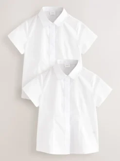 Next Blanc - Chemises d’école ajustées à manches courtes Lot de 2 (3-18ans) New