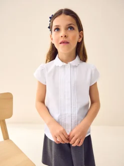 Next Blanc - Chemises d'école en coton riche à col festonné (3-14yrs) Clearance