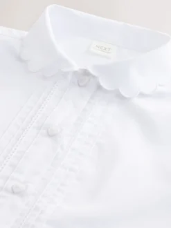 Next Blanc - Chemises d'école en coton riche à col festonné (3-14yrs) Clearance