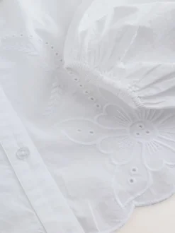 Next Blanc - Chemisier brodé à manches longues avec col New