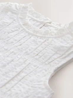 Next Blanc - Chemisier sans manches froncées (3-16ans) Clearance