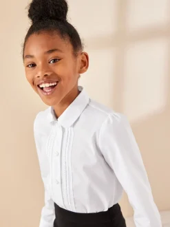 Next Blanc - Chemisier scolaire à manches longues et bordures en dentelle (3-14ans) Best