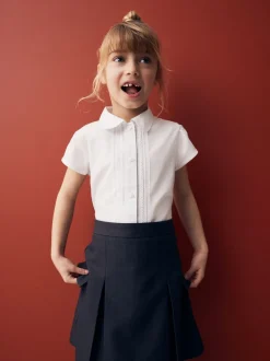 Next Blanc - Chemisier scolaire à manches bouffantes et bordures en dentelle (3-14ans)