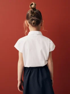 Next Blanc - Chemisier scolaire à manches bouffantes et bordures en dentelle (3-14ans)