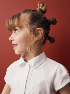 Next Blanc - Chemisier scolaire à manches bouffantes et bordures en dentelle (3-14ans)