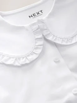 Next Blanc - Chemisier scolaire à col volanté riche en coton à fermeture par contact (3-14ans) Sale
