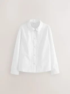 Next Blanc - Chemisiers scolaires à manches longues et bordures en dentelle 2 Pack (3-14ans) Online