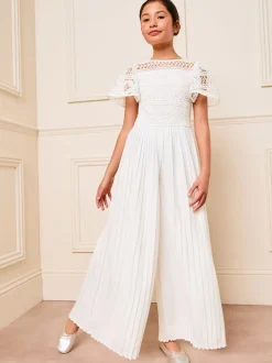 Lipsy Blanc - Combinaison d'occasion en dentelle à manches volantes (5-16yrs) Clearance