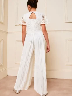 Lipsy Blanc - Combinaison d'occasion en dentelle à manches volantes (5-16yrs) Clearance