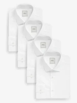 Next Blanc - Coupe ajustée Easy Care Single Cuff Smart Chemises 4 Pack Online