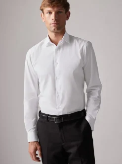 Next Blanc - Coupe ajustée Easy Care Single Cuff Smart Chemises 4 Pack Online